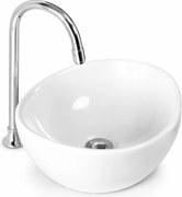 ASTI || Pultra helyezhető mély mosdókagyló, kerámia, fehér, kerek