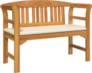 vidaXL Rózsapad párnával Természetes 114 x 46 x 82,5 cm Tömör Akácfa