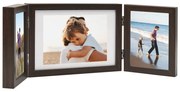 sötétbarna háromszárnyas fényképkeret 28x18 cm + 2x(13x18 cm)