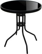 Kerek kerti asztal üveglappal ISLAND BLACK 60 cm, fekete