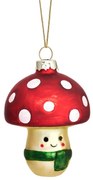 Üveg kézzel készített karácsonyfadísz ø 6 cm Happy Mushroom – Sass &amp; Belle