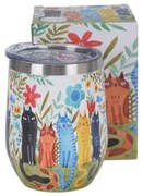 Cicás rozsdamentes acél hőtartó termosz pohár 330 ml Garden Felines