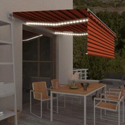 narancs-barna redőnyös, LED-es, szélérzékelős napellenző 4,5x3m