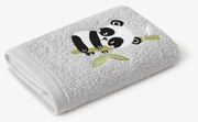 Goldea gyermek frottír törölköző - panda világosszürkén 30 x 50 cm