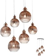 Redo 01-2070 - Csillár zsinóron PLUMEN 6xE14/42W/230V réz