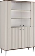 Vesper négyajtós vitrin 103 cm - kasmír / dió / fekete lábak