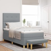 Boxspring Ágy Matrac és Pad Világosszürke 100x200 cm Szövet