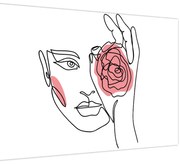 Kép - Line art arc rózsával (90x60 cm)