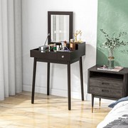 HOMCOM Modern Stílusú Sminkasztal Tükörrel - 2 Fiók, Összecsukható Tükör Hálószobába, Nappaliba | Aosom