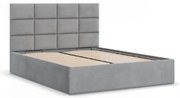 York kétszemélyes ágykeret (matrac nélkül), ágyneműtartóval, bársony, 160 x 200, szürke