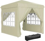 Outsunny Pavilon kb. 2,5x2,5m, vízálló Stabil Téli Pop-up Összecsukható Pavilon, UV Védelem 50+, Összecsukható Parti Sátrunk Kerti Pavilon 4 Oldalfall