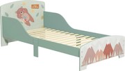 ZONEKIZ Fa Gyermekágy 143x77x60 cm Gyerekeknek 3-6 Év között Védőkorláttal és Mintával Max. Teherbírás 40 kg Modern Zöld Gyerekszoba Bútor | Aosom