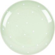 Pöttyös kerámia lapos tányér, zöld