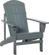 Outsunny Adirondack Kerti Szék Pohártartóval Kerti Függőágy Erkély Szék Szilárd Fa Sötétszürke 97 x 72.5 x 93 cm | Aosom