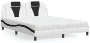 fehér és fekete műbőr ágy matraccal 160 x 200 cm