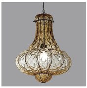 SIRU - Csillár láncon DOGE 1xE27/60W/230V átm. 30 cm bézs/fekete Velencei üveg