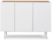 Fehér alacsony komód tölgyfa dekorral 110x85 cm Arista – Teulat