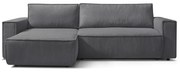 Sötétszürke kordbársony kinyitható sarokkanapé (variálható) Nihad – Bobochic Paris