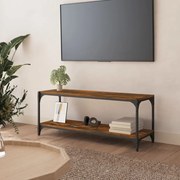 füstös tölgy színű szerelt fa és acél TV-szekrény 100x33x41 cm