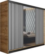 Malani 200 Tolóajtós Szekrény 200cm, Arany Tölgy-Fehér