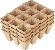 Tőzeg kaspó palánták termesztéséhez, 4 cm x 4 cm x 4,5 cm, 48 db