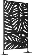 Outsunny Kerti Privát Panel 122 x 198 cm Erkély Privát Panel Állvánnyal, Partíció, Szobaelválasztó Levélmintával Teraszra, Kertbe, Acélból, Fekete | A