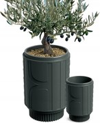 Kerti Kaspó Nagy Teraszra Antracit Magas 57CM Dekoratív Mintás