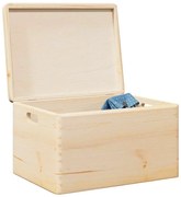 Fa doboz fedéllel és fogantyúkkal 40x30x23 cm tömör fa fenyő