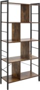 HOMCOM 4-Szintes Könyvespolc 8 Tárolórekesszel Ipari Stílusban Nappaliba, Irodába vagy Hálószobába 74x30x157,5 cm Rusztikus Barna | Aosom