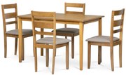 Tömörfa étkezőgarnitúra 4 székkel,  120 x 75 x 75cm, barna
