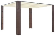 barna és krémszínű polyrattan pavilon tetővel 300x300x200 cm