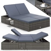 Deuba Kerti rattan ágy 200x115 cm szürke - antracit párnák