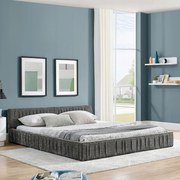 Franciaágy 160*200 cm Kárpitozott ágy Vas váz Zsenília szürke