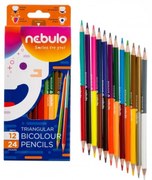 Színes ceruzakészlet kétvégű háromszög alakú 12/24 színű