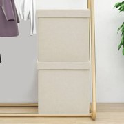 2 db krémfehér összecsukható művászon tárolóülőke