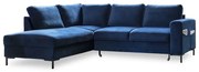 Sötétkék bársony kinyitható sarokkanapé (bal oldali) Lofty Lilly – Miuform