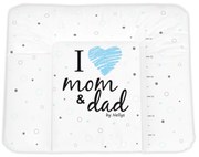 Pelenkázó alátét, puha, I LOVE, 85 x 72 cm, Nellys - fehér/kék