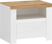 Éjjeliszekrény 1S, fényes fehér/wotan tölgy, VILGO