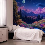 Fotótapéta - Lila táj teliholdban (147x102 cm)