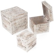 GARTHEN Kerti fa tárolódoboz Vintage 3 db fehér