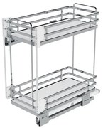 Konyhai fémrács, 300mm, oldalra szerelhető, króm-fehér, teljes kihúzás, csillapított záródás, rejtett fióksín, 2 kosár SIGE, Infinity Plus 004