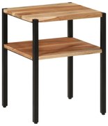 tömör akácfa és vas kisasztal 35 x 35 x 45 cm