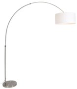 Ív lámpa acélból, fehér textil árnyékolóval, 50/50/25 állítható - XXL