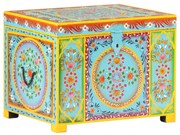 kézzel festett tömör mangófa tárolóláda 50 x 40 x 40 cm