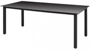 fekete alumínium és üveg kerti asztal 190 x 90 x 74 cm