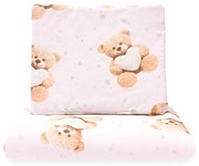 Kétoldalas együttes Velvet és pamut New Baby babakocsiba Love Teddy Bear pink