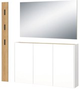 Fehér-natúr színű előszoba bútor tölgyfa dekorral Libbiano – Germania