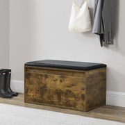 Cipőtároló pad fiókkal Degerfors 80x39x45 cm sötét tölgyszín/fekete [en.casa]