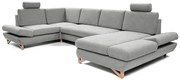 AVESTA U-alakú, ággyá alakítható kárpitozott sarokülőgarnitúra tárolóval, szürke