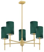 Argon 2147 - Csillár rúdon ABRUZZO 5xE14/7W/230V sárgaréz/zöld